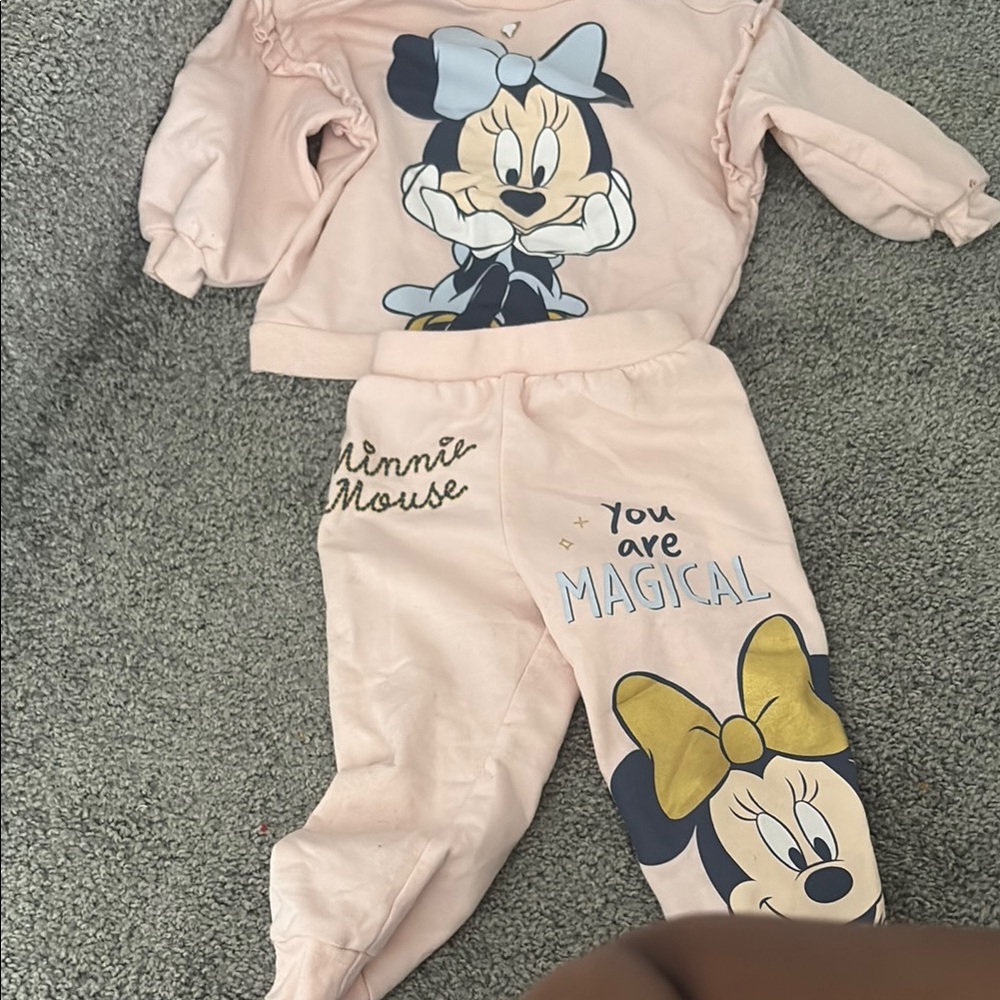 Disney Minnie Mouse Pajama Set Pink and Gold